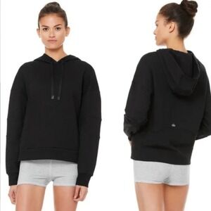 ALO Yoga Interval Hoodie Sweatshirt Pullover - Black - Size S